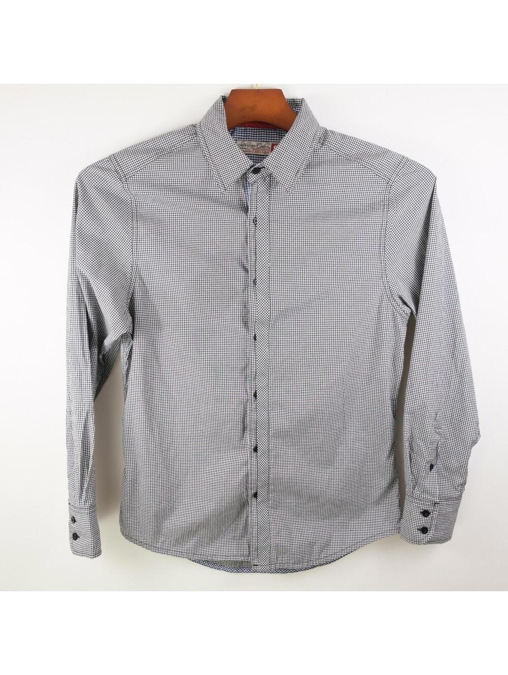 Sovereign Code Mens Button Up Black White Plaid Dress Shirt S